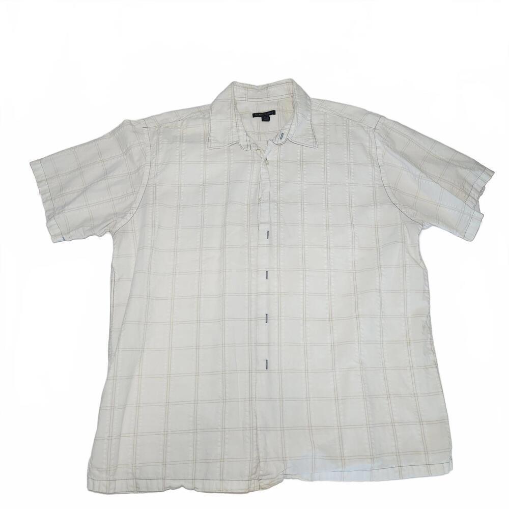 Van-heusen Men's Cream Plaid Shirt Size XL